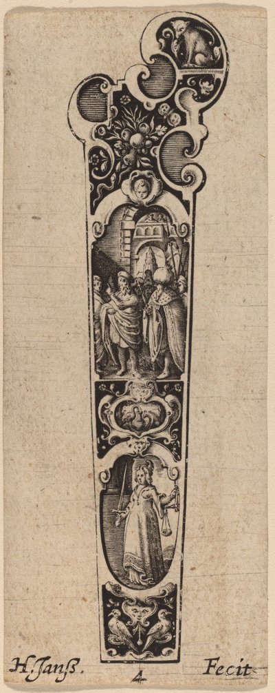 Cabo para faca ou garfo, ornamentado com figuras de Hans Janssen