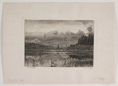 O lago na floresta de abetos de Hans Julius Fæster