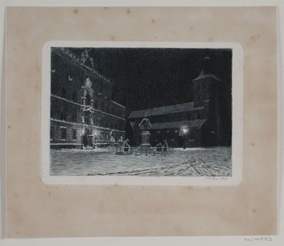 A praça de S. Igreja de Knud em Odense. Tarde de Hans Julius Fæster