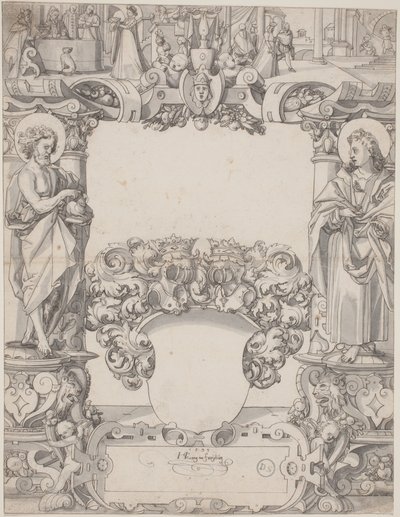 Design de vidro com São João Batista e São João Evangelista de Hans Kaspar Lang the Elder