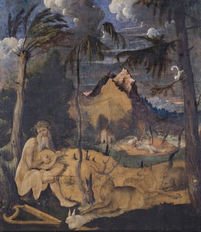 Orfeu Entre os Animais, 1519 (têmpera sobre tela) de Hans Leu