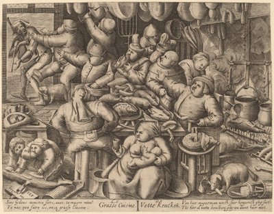 A cozinha gorda de Hans Liefrinck I, after Pieter van der Heyden, after Pieter Bruegel the Elder