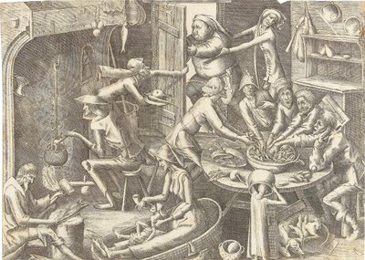 A cozinha pobre depois de Pieter Brueghel I, ca 1563. de Hans Liefrinck the Elder