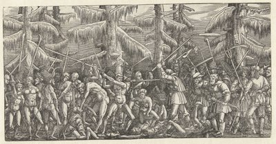 Batalha de homens nus e camponeses de Hans Lützelburger