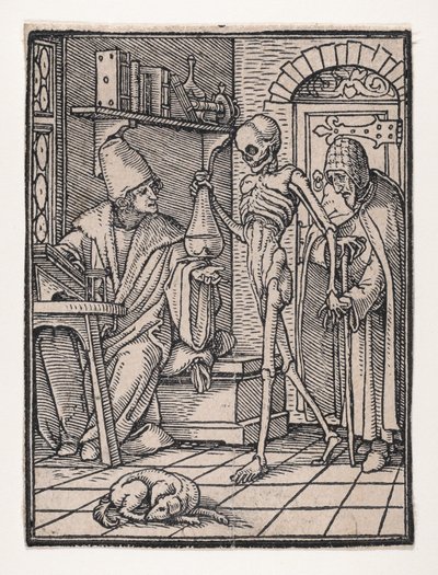 O Doutor ou Médico, de A Dança da Morte, ca. 1526, publicado em 1538. de Hans Lützelburger