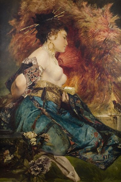 Uma mulher japonesa, c. 1870 de Hans Makart