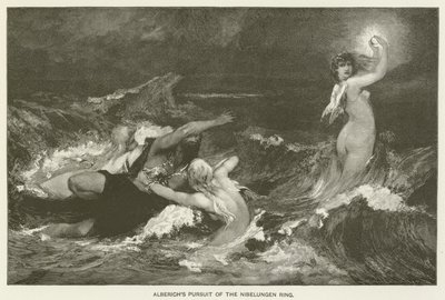 Perseguição dos Alberichs ao Anel dos Nibelungos de Hans Makart