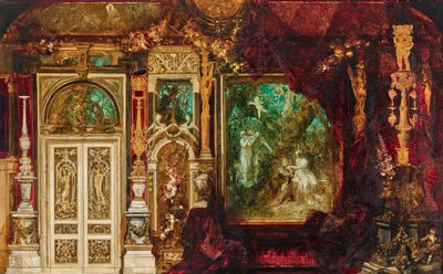 Design de Decoração para o Quarto da Imperatriz Elisabeth na Villa Hermes (Cena do Meio: Sonho de uma Noite de Verão) de Hans Makart