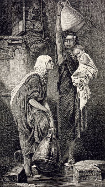Mulheres egípcias puxando água de Hans Makart