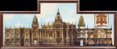 Projeto para um palácio: parte traseira e planta baixa de Hans Makart