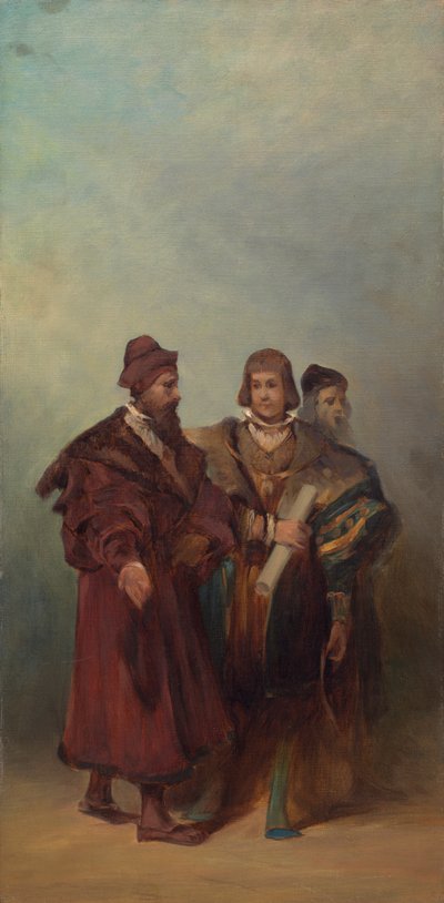 Esboço para o cortejo festivo de 1879 - Três construtores de máquinas de Hans Makart