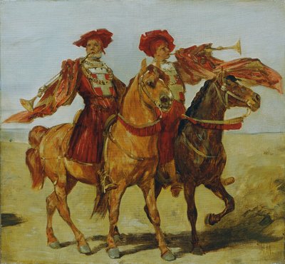 Dois leitores de fanfarra montados de Hans Makart