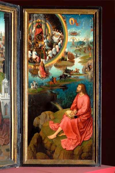 Retábulo de São João Batista e São João Divino (pintura sobre carvalho) de Hans Memling