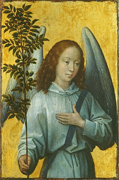 Anjo segurando um ramo de Oliveira de Hans Memling