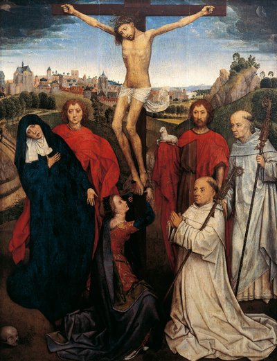 Crucificação, Painel Central do Tríptico de Jan Crabbe, c.1470 de Hans Memling