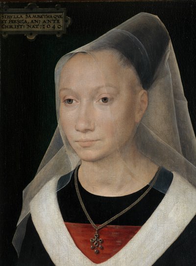 Pormenor do retrato de uma jovem mulher de Hans Memling