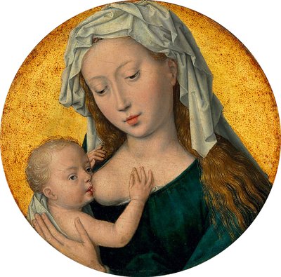 A Virgem Maria amamentando o menino Jesus de Hans Memling