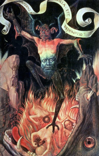 Inferno, painel da direita do Tríptico da Vaidade Terrena e da Salvação Divina, c.1485 de Hans Memling