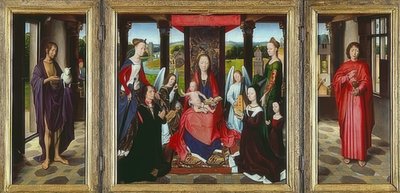 Virgem e Criança com Santos (O Tríptico de Donne). Por volta de 1478 de Hans Memling