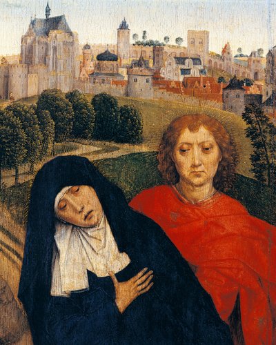 Nossa Senhora das Dores, detalhe da Crucificação por Hans Memling (cerca de 1430-1494) de Hans Memling