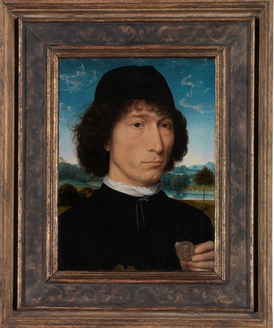Retrato de um homem com uma medalha romana de Hans Memling