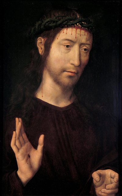 Bênção do homem das dores, 1480-1490 de Hans Memling
