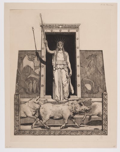 Circe transforma os homens de Ulisses em porcos de Hans Nikolaj Hansen