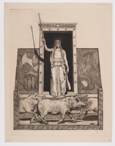 Dinamarquês: Circe transforma os homens de Odisseu em porcos de Hans Nikolaj Hansen