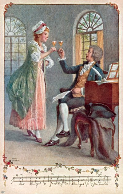 Mozart trabalhando na sua ópera 