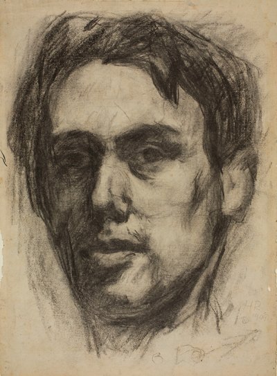 Auto-retrato reto, Sketch verso, 1909. de Hans Richter