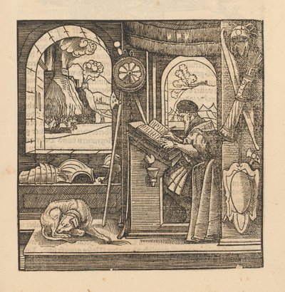 Homem a uma mesa de escrita de Hans Schäufelein (possibly)