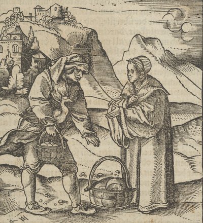 Um fazendeiro e seu patrono, de Hymmelwagen auff dem, wer wol leben..., 1517. de Hans Schäufelein the Elder