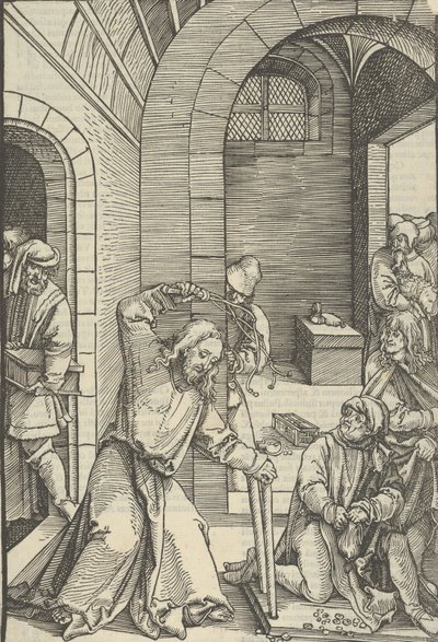 Cristo Purificando o Templo, do Espelho da Paixão de Nosso Senhor Jesus Cristo, 1507 de Hans Schäufelein the Elder