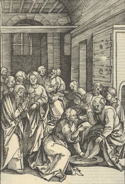 Cristo lavando os pés de São Pedro, do Espelho da Paixão de Nosso Senhor Jesus Cristo, 1507 de Hans Schäufelein the Elder