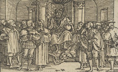 Representantes de Atenas e Corinto na Corte de Arquidamas, Rei de Esparta, desde o..., 1533. de Hans Schäufelein the Elder