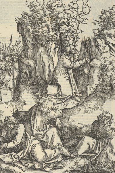 A agonia no jardim, de O Espelho da Paixão de Nosso Senhor Jesus Cristo, 1507 de Hans Schäufelein the Elder