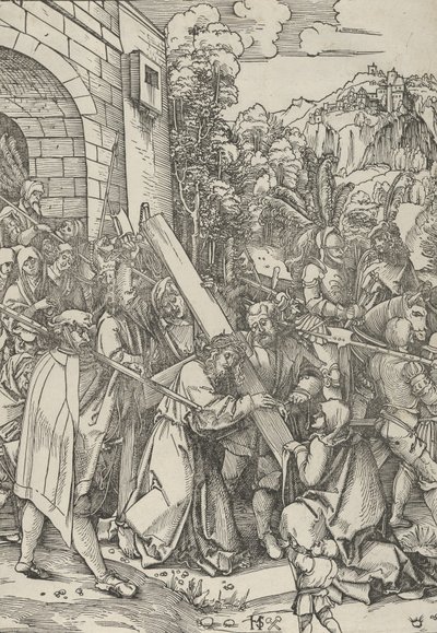 O Carregamento da Cruz. de Hans Schäufelein the Elder