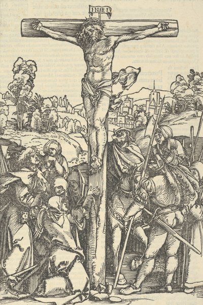 A Crucificação, de O Jardim Decidido do Rosário Maria, 1505. de Hans Schäufelein the Elder