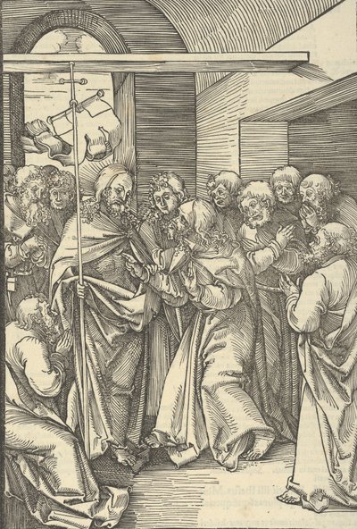 A Incredulidade de Tomé, do Espelho da Paixão de Nosso Senhor Jesus Cristo, 1507 de Hans Schäufelein the Elder