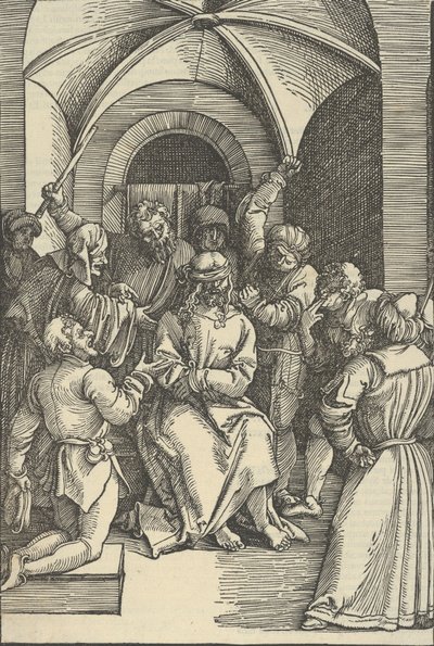 A zombaria de Cristo, do espelho da paixão de nosso Senhor Jesus Cristo, 1507 de Hans Schäufelein the Elder