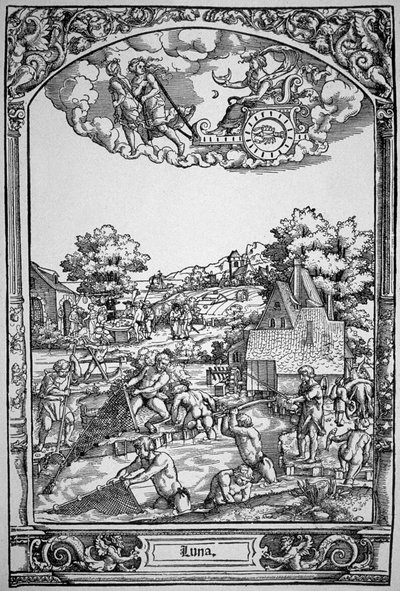 A Lua (gravura em madeira) de Hans Sebald (School of) Beham