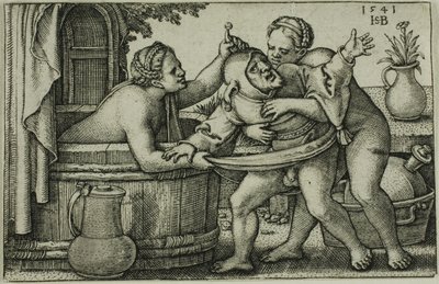 Palhaço e duas mulheres de banho de Hans Sebald Beham