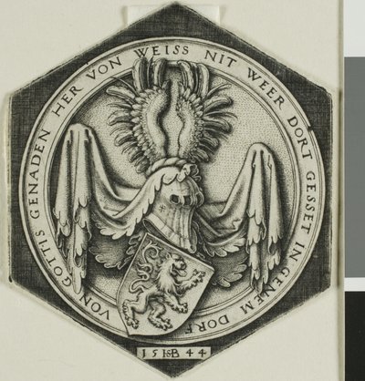 Brasão de armas com um leão desenfreado de Hans Sebald Beham