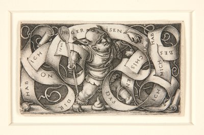 O Pequeno Buffoon com Grande Banda Escrita (The Little Buffoon) de Hans Sebald Beham