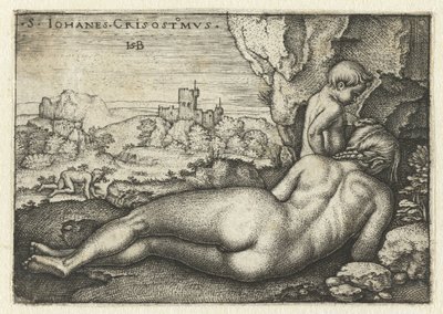São João Crisóstomo como um eremita no deserto de Hans Sebald Beham