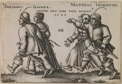 "janeiro e fevereiro" da série "A Festa dos Camponeses ou Os Doze Meses" de Hans Sebald Beham