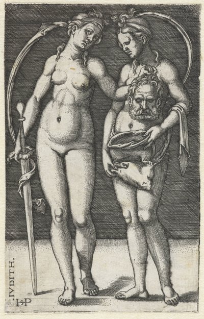Judite com cabeça de Holofernes e serva Judith (título no objeto) de Hans Sebald Beham