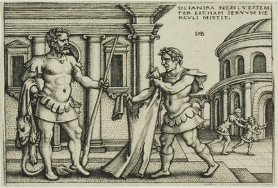 Lichas Trazendo o Traje de Nessus para Hércules, de Os Trabalhos de Hércules de Hans Sebald Beham