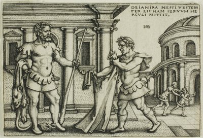 Lichas Trazendo o traje de Nessus para Hércules, de Os Trabalhos de Hércules de Hans Sebald Beham