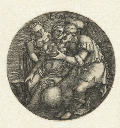 Lot e as suas filhas de Hans Sebald Beham